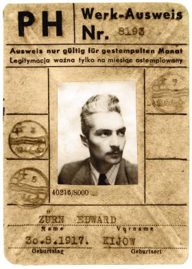 Okupacyjny dokument zatrudnienia (Werk-Ausweis), 1944 r.