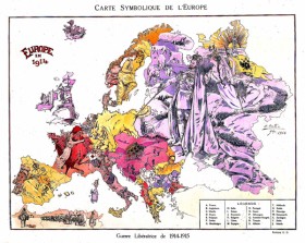 Kartka pocztowa z symboliczną Europą z 1914 r. Fot EAST NEWS