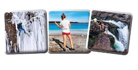 Od lewej: lodospad w Rudawce Rymanowskiej. Polskie Malediwy – Osadnik Gajówka. Okolice Hilo na Hawajach.