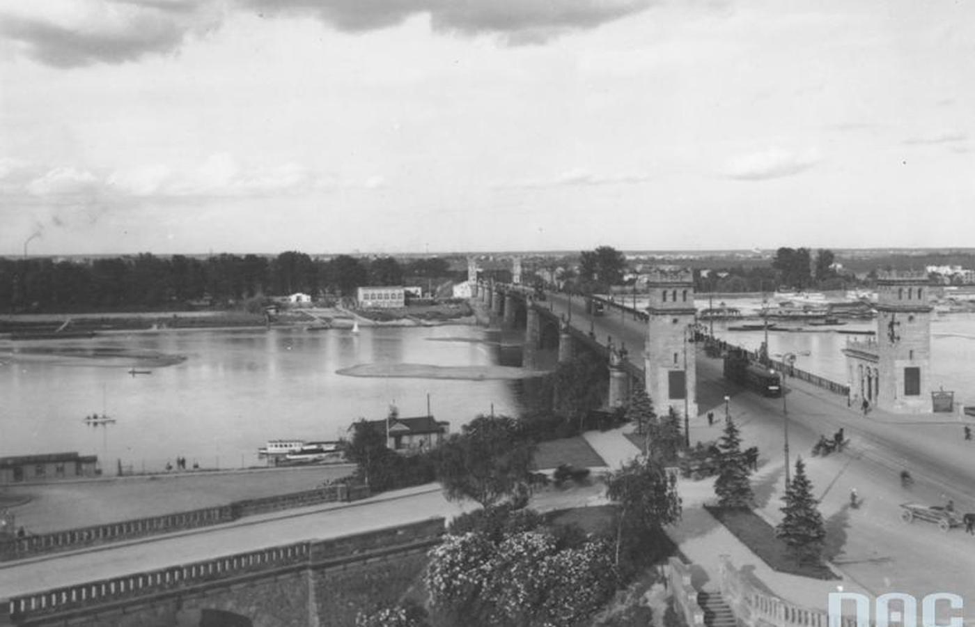 Most Poniatowskiego, widok od strony centrum Warszawy, Zdjęcie z 1934 r.