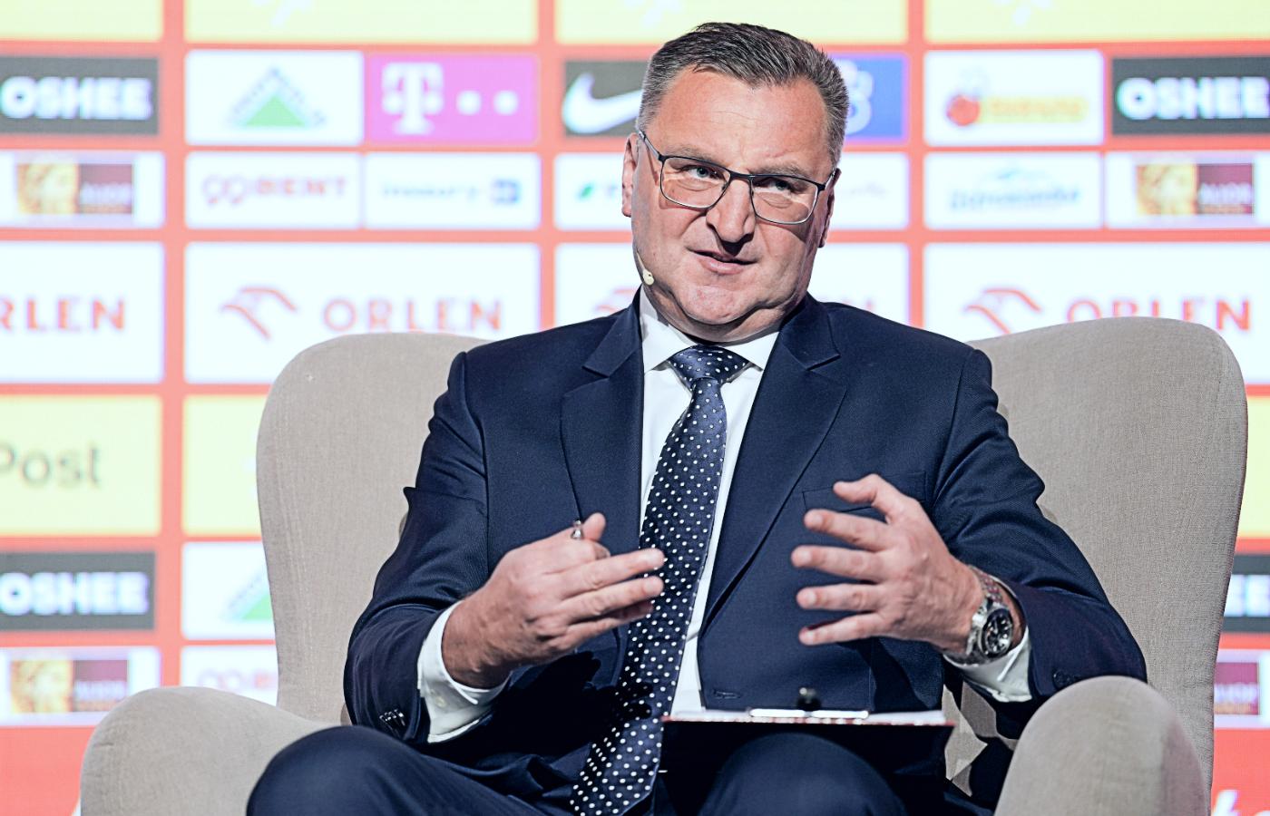 Trener Czesław Michniewicz ogłasza ostateczny skład reprezentacji Polski w piłce nożnej na mistrzostwa świata w Katarze. 10 listopada 2022 r.