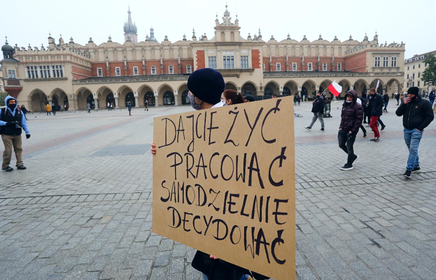 Protest branży gastronomicznej w Krakowie, październik 2020 r.