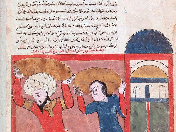 Kupcy arabscy na ilustracji z księgi „Kalila wa Dimna”, XIII w.