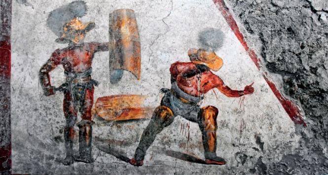 Odkryty w tym roku w Pompejach fresk pozwala na nowo przyjrzeć się fenomenowi walk gladiatorów.
