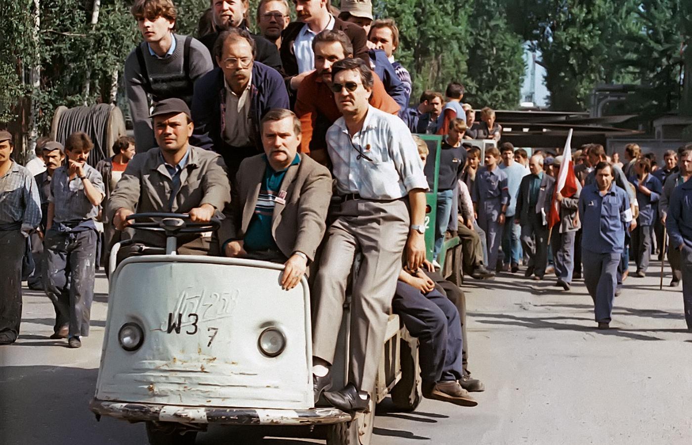 Podczas strajku w Stoczni Gdańskiej, sierpień 1988 r.