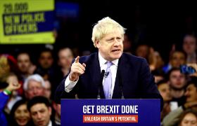 Boris Johnson przemawia podczas finałowej konwencji wyborczej w środę 11 grudnia.