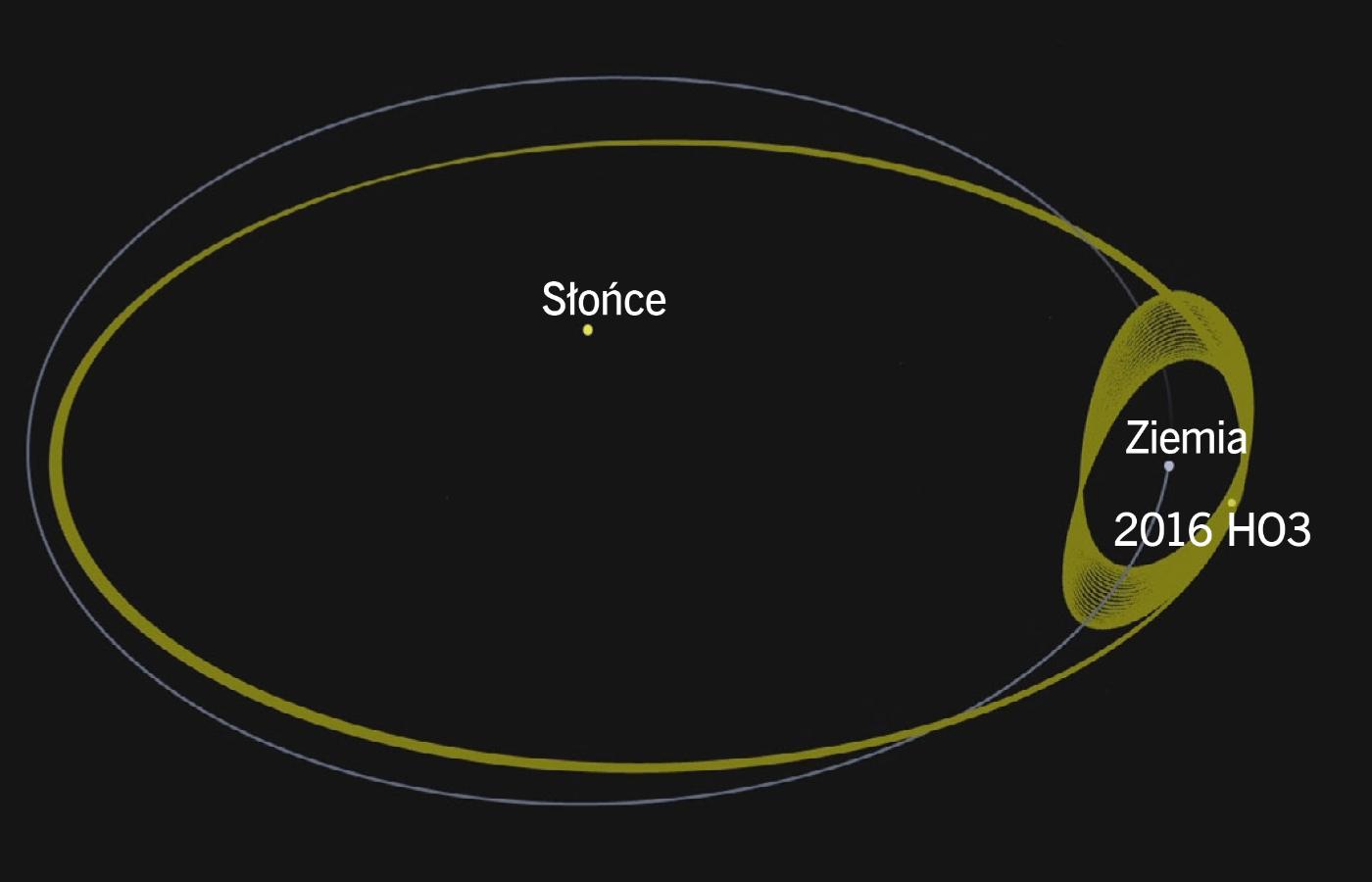 Niezwykła orbita Kamo’oalewy (2016 HO3) utrzymuje tę planetoidę stale w pobliżu Ziemi.