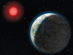 Układ Gliese 581. Czerwony karzeł i sześć planet. Planeta Gliese 581 g okrąża  swoja gwiazdę w strefie ekologicznej. Jest nieznacznie większa od Ziemi.