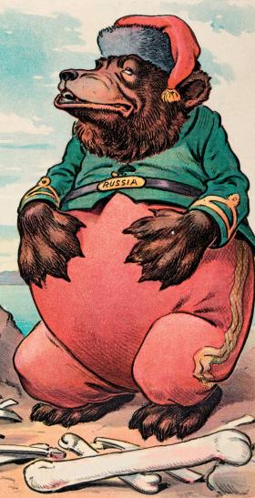 Rosyjski niedźwiedź z politycznej karykatury z 1902 r.