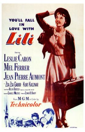 Oryginalny plakat do filmu muzycznego „Lili” z Leslie Caron i Zsa Zsą Gabor.