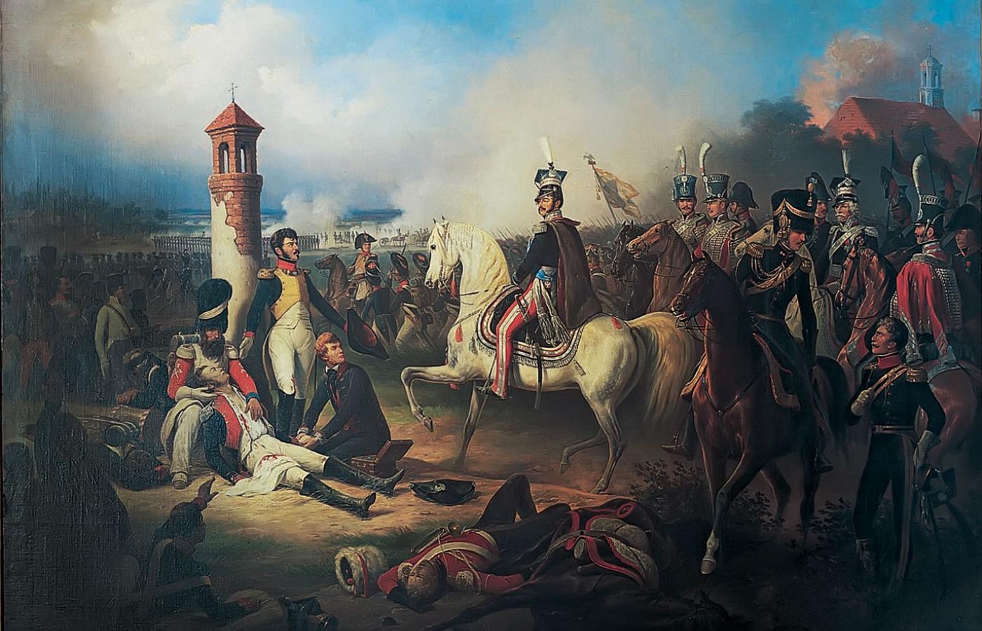 „Śmierć Cypriana Godebskiego” pod Raszynem, obraz Januarego Suchodolskiego z 1855 r.
