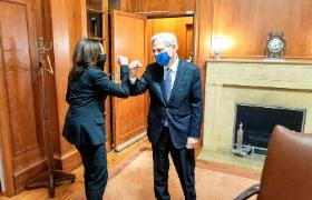 Merrick Garland i Kamala Harris w Białym Domu. 2021 r.