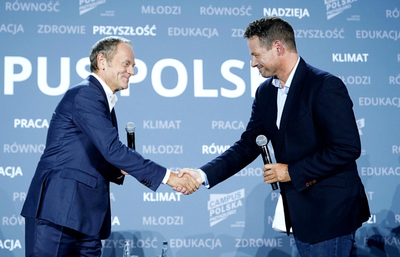 Campus Polska. Donald Tusk i Rafał Trzaskowski, 27 sierpnia 2021 r.