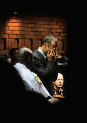 Oscar Pistorius w trakcie pierwszego przesłuchania w sądzie.