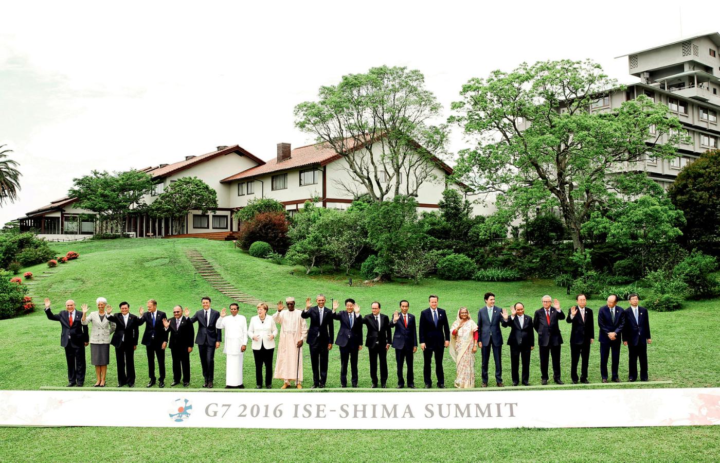 Uczestnicy szczytu G7, Ise Shima, prefektura Mie, maj 2016 r.