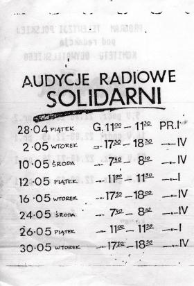 Ulotka z „programem” Radia Solidarność.