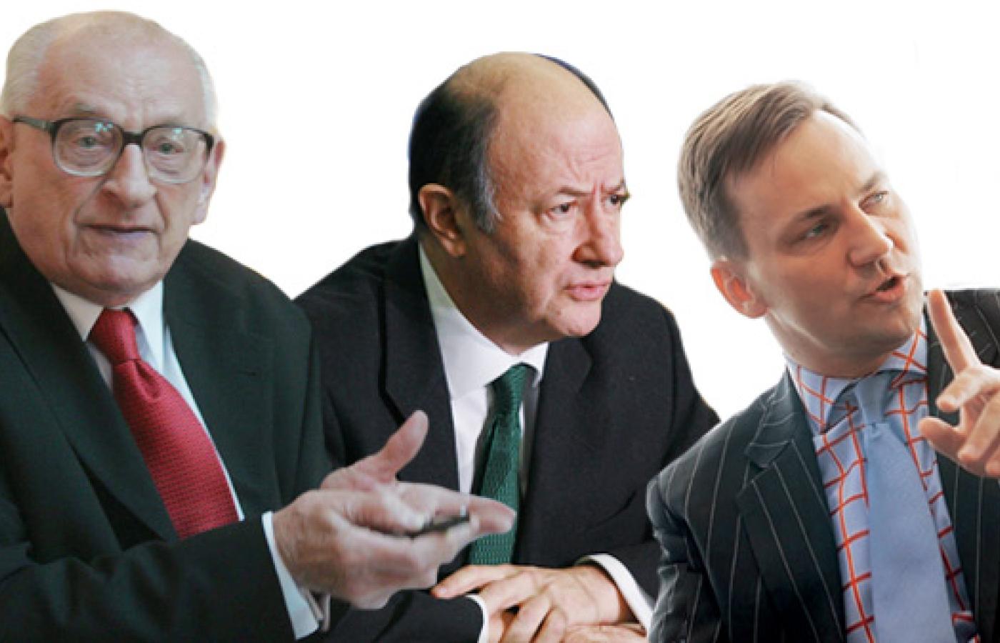 Od lewej: W. Bartoszewski (fot. W. Olkuśnik/Agencja Gazeta), J. Rostowski (fot.J.Łagowski /Agencja Gazeta), R. Sikorski (fot. Leszek Zych)