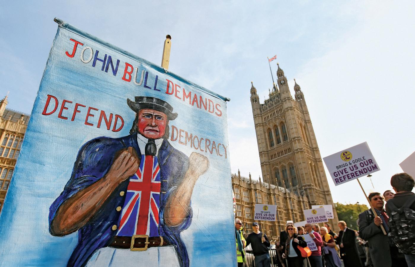 Demonstracja eurosceptyków przed parlamentem w Londynie, październik 2011 r.