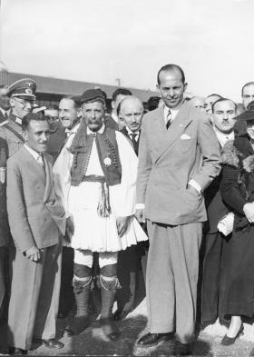 Spyridon Louis, pierwszy zwycięzca biegu maratońskiego, na olimpiadzie w Berlinie, 1936 r.