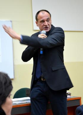 Bielsko-Biała, 2016 r. Paweł Kukiz podczas spotkania z wyborcami