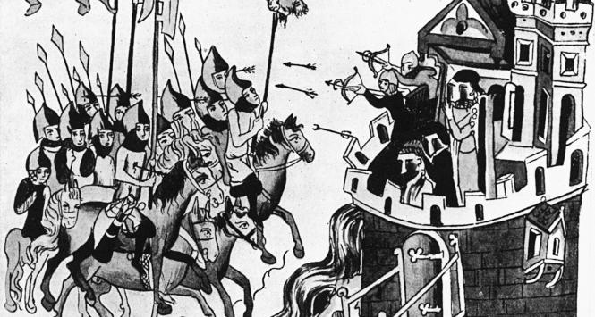 Bitwa pod Legnicą - rycina ze średniowiecznego manuskryptu.