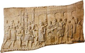 Relief przedstawiający most na Dunaju, z kolumny cesarza Trajana.