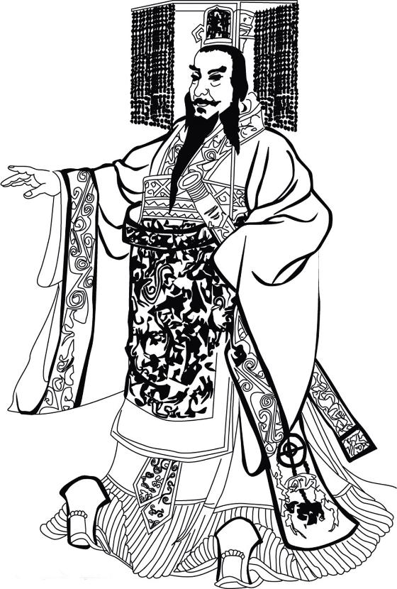 Qin Shihuangdi (259–210 p.n.e.), zwany Pierwszym Cesarzem. Ilustracja z 1754 r.