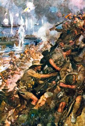 Australijczycy na Gallipoli, obraz olejny Cyrusa Cuneo.