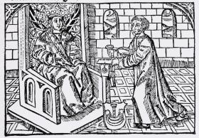 Jan Łaski wręczający statuty królowi Aleksandrowi Jagiellończykowi.