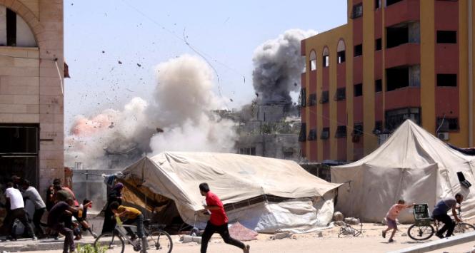 Wybuch w Dżabaliji położonej na północ od Miasta Gaza, 20 sierpnia 2025 r.