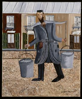 Majer Kirszenblat, Nosiwoda, 1991 r., akryl na płótnie, Zbiory Muzeum POLIN, Kolekcja Sztuki Mayera July im. Rodziny Taube, dar rodziny Kirshenblatt