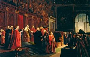 Wielka Rada przyjmuje abdykację doży Ludovica Manina i rozwiązuje się, 12 maja 1797 r.; obraz z II poł. XVIII w.