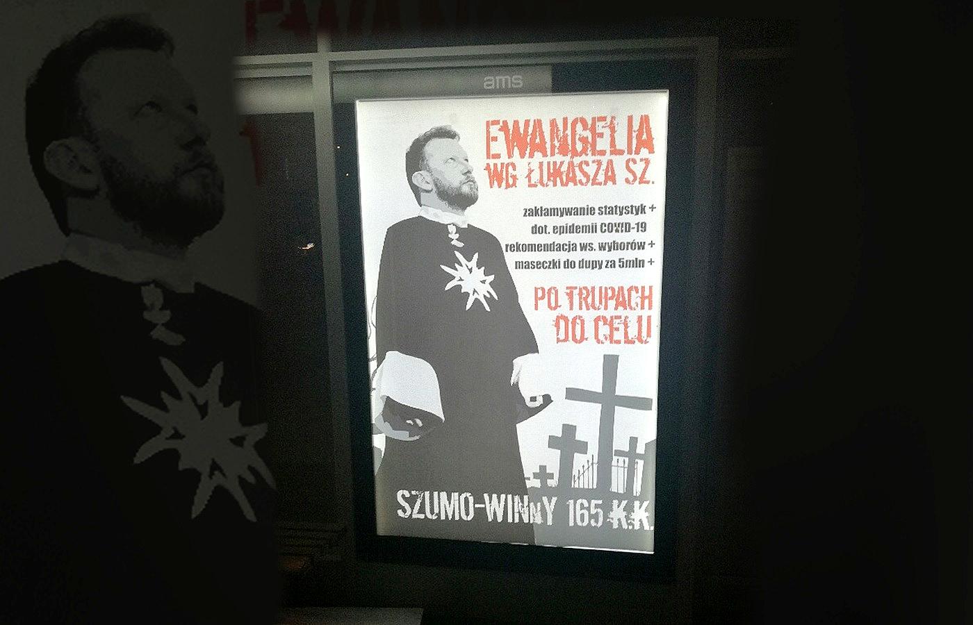 Jeden z plakatów z ministrem Łukaszem Szumowskim