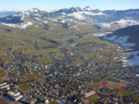 Appenzell, największa gmina kantonu, z lotu ptaka.