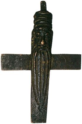 Pektorał (napierśnik) templariusza z wizerunkiem Bafometa. Dla jednych – dowód oddawania czci Szatanowi, dla innych – sprzyjania muzułmanom (bo to wizerunek Mahometa w turbanie muftiego). Dla templariuszy, w oczach inkwizycji, tak i tak niedobrze.