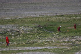 Codzienne trudy spoczywają przede wszystkim na barkach kobiet. Tu kobieta z osady Irghail w drodze po wodę.
