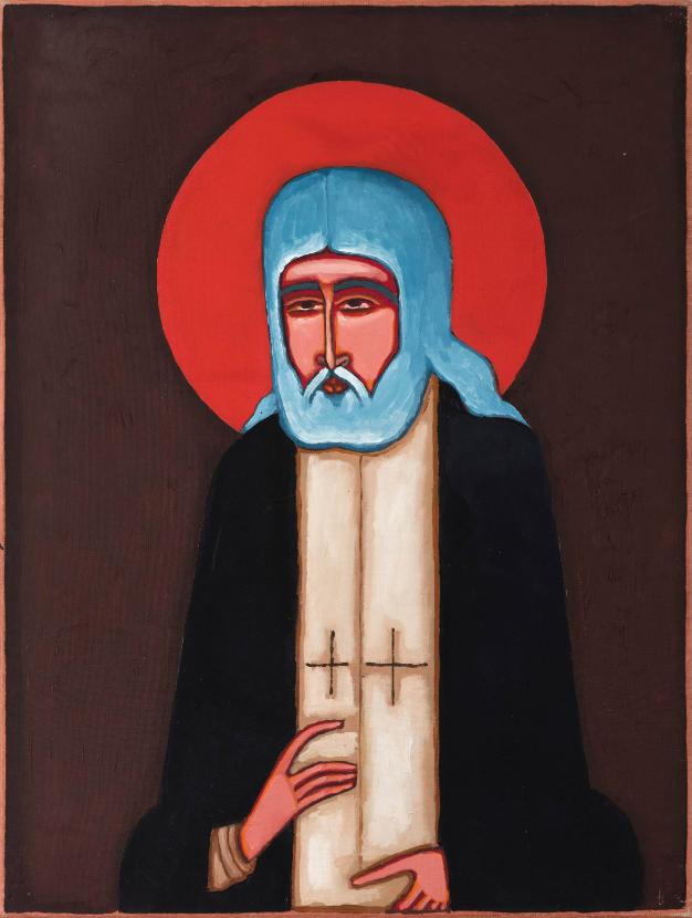 Jerzy Nowosielski, Święty Serafin, 1960, olej na płótnie