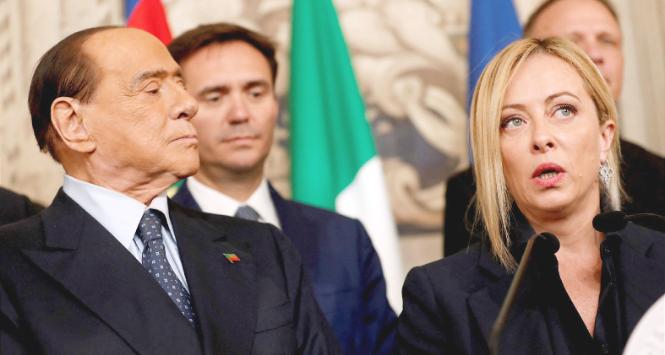 Skandalista Silvio Berlusconi i premierka Giorgia Meloni