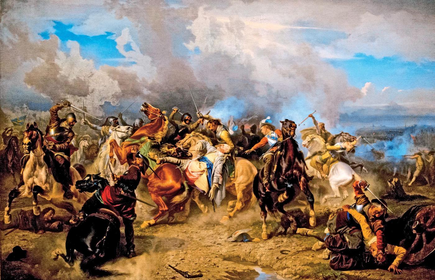 „Śmierć króla Gustawa II Adolfa w bitwie pod Lützen” – obraz szwedzkiego malarza Carla Wahlboma.