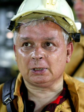 Kopalnia w Piekarach Śląskich gościła Lecha Kaczyńskiego, wówczas kandydata na prezydenta RP. Wrzesień 2005 roku.