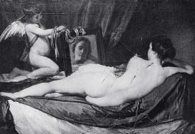 „Toaleta Wenus” Velázqueza, pocięta w 1914 r. przez sufrażystkę Mary Richardson.