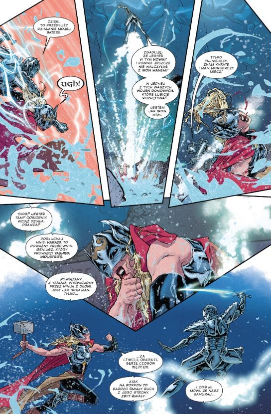Plansza z komiksu „Potężna Thor: Władcy Midgardu”