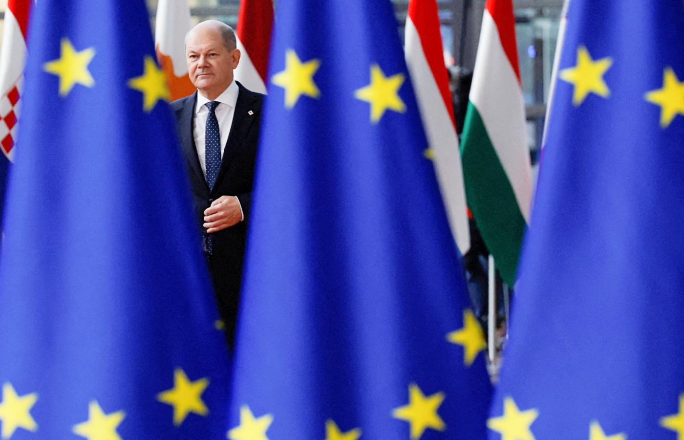 Kanclerz Niemiec Olaf Scholz podczas szczytu UE w Brukseli. 20 października 2022 r.