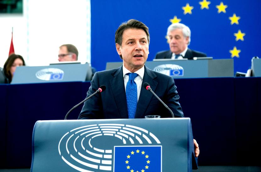 Giuseppe Conte w Parlamencie Europejskim