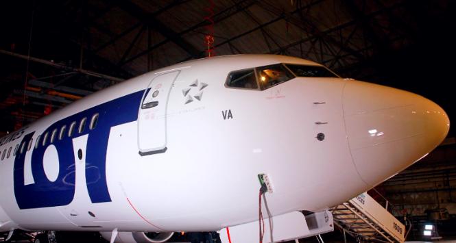 Prezentacja nowego lotowskiego Boeinga 737 Max 8 we wrześniu 2017 r.