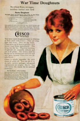 Puszki Crisco przebojem weszły do amerykańskich gospodarstw domowych, gdyż produkt był tańszy i trwalszy niż smalec.