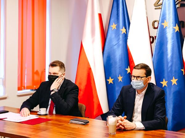 Przemysław Czarnek i premier Mateusz Morawiecki. Luty 2022 r.