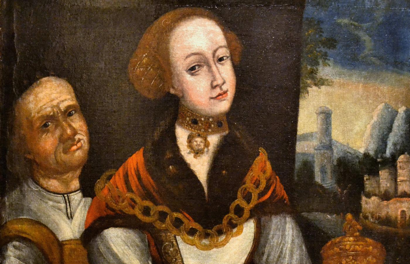 Portret damy ze służącą, opisywany często jako podwójny wizerunek Sydonii von Borck – w młodości i na starość, artysta nieznany, XVIII w.