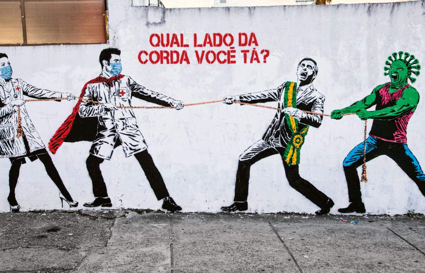 „Po której stronie jesteś?” – mural w São Paulo.
