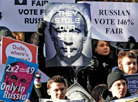 Mieszkający w Wielkiej Brytanii Rosjanie 10 grudnia protestowali przeciwko fałszowaniu wyników wyborów parlamentarnych w Rosji.